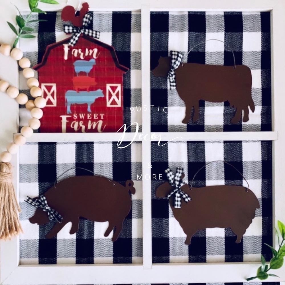 Farmhouse Metal Cow Pig Sheep Signs